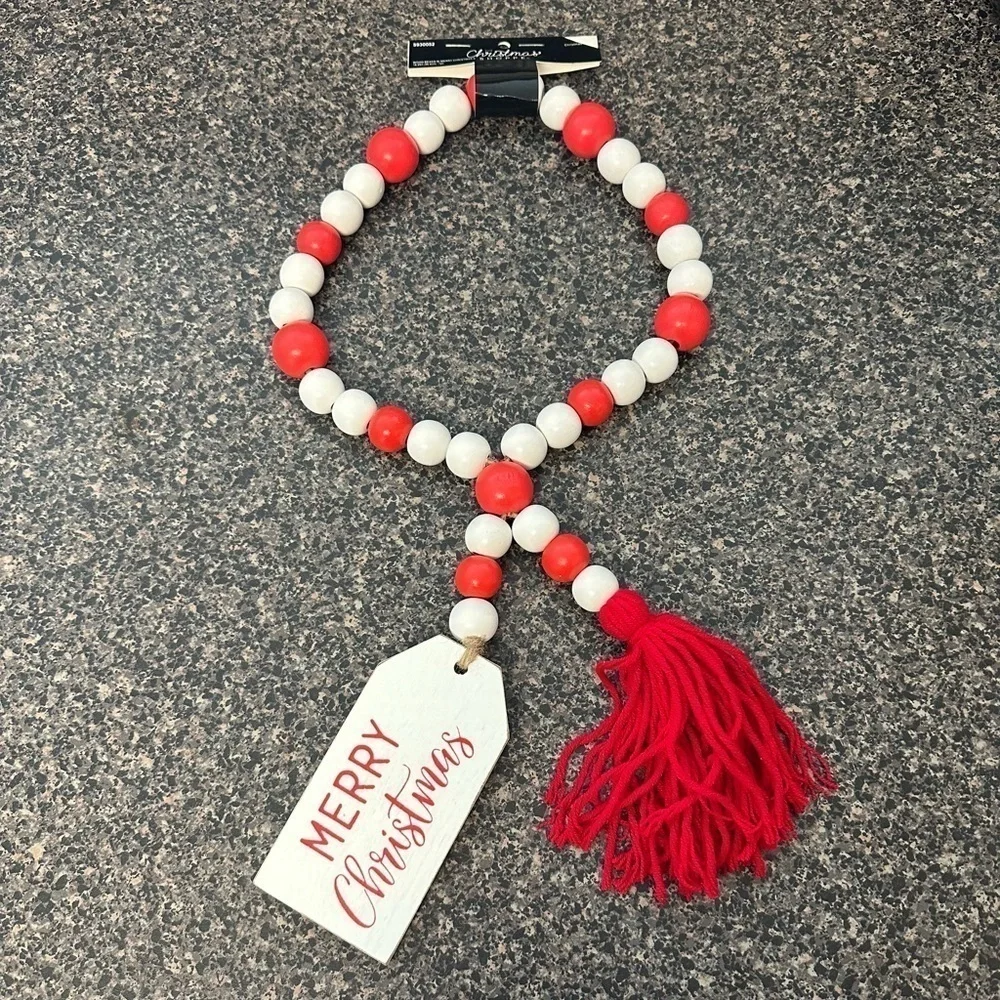 Merry Christmas Beaded Garland With Tassel